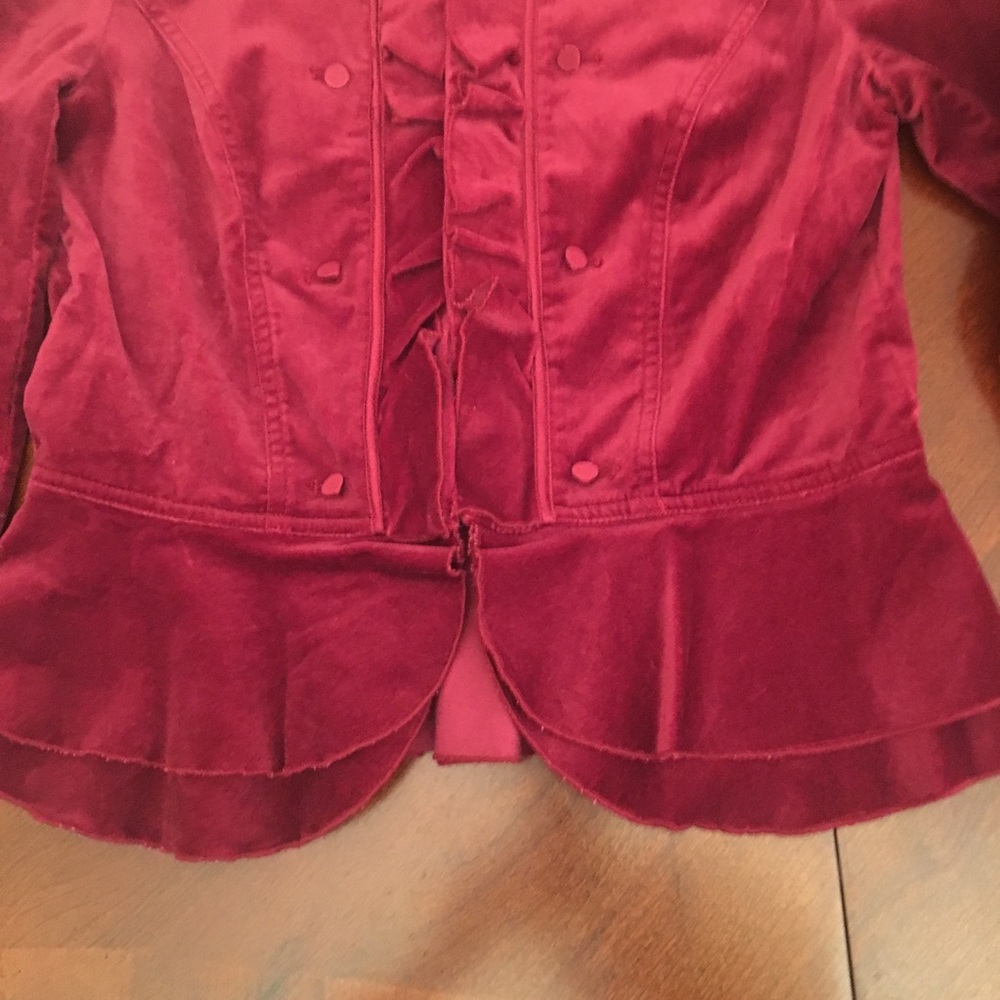 White House Black Market Burgundy Velvet Jacket - Picture 6 of 9